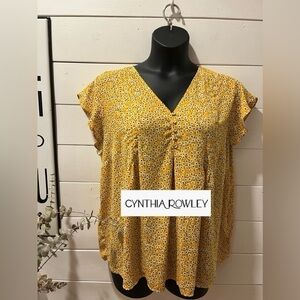 Cynthia Rowley Yellow & white floral pattern blouse - 1X
